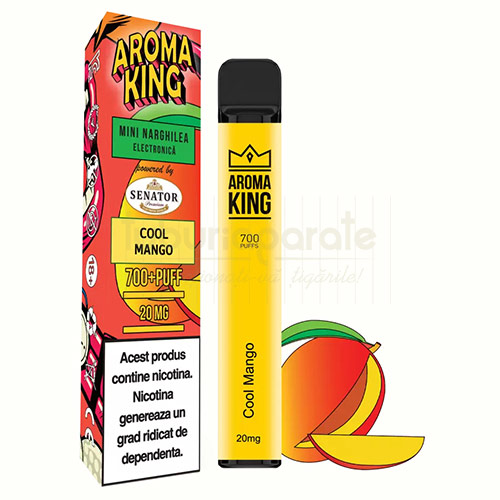 Mini narghilea cu 2% nicotina aroma de mango AK by Senator Cool Mango 700 pufuri